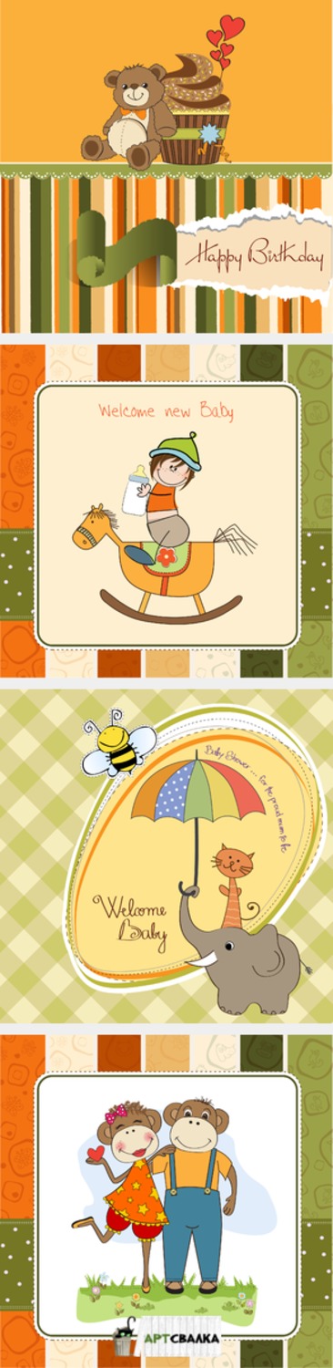 Детские фоны и открытки в векторе | Baby backgrounds and greeting cards vector